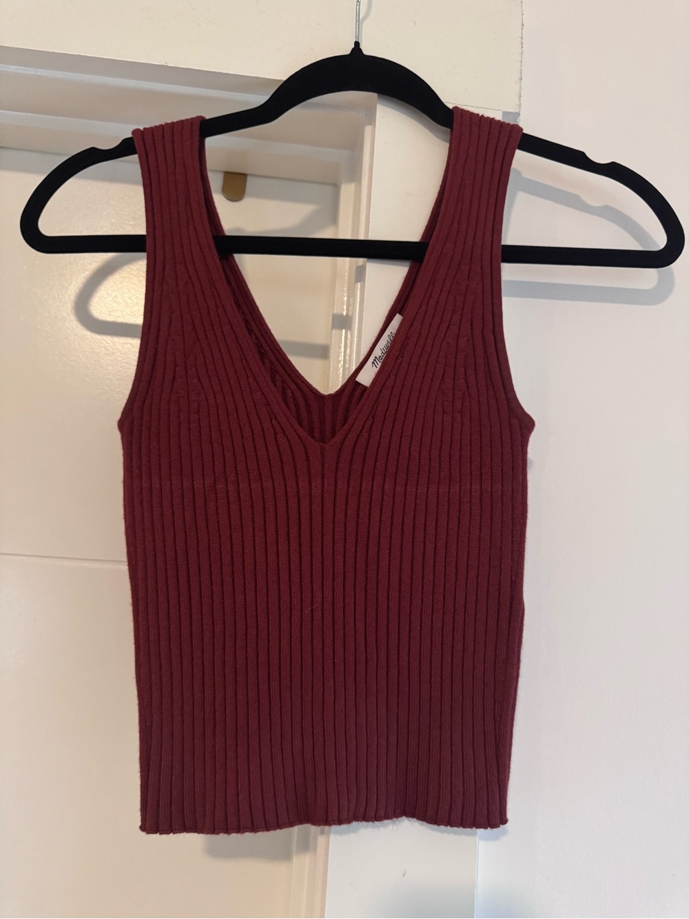 Brick red Madewell Ribbed/Sweater V-Neck Tank Top